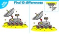 Game Find differences with moon rover in space