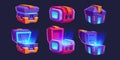 Game futuristic boxes, future technology chests