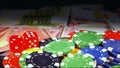 Game Gambling Poker Money Chips and Red Dices Royalty Free Stock Photo