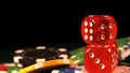 Game Gambling Poker Money Chips and Red Dices Royalty Free Stock Photo