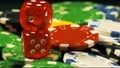 Game Gambling Poker Money Chips and Red Dices Royalty Free Stock Photo