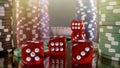 Game Gambling Poker Money Chips and Red Dices Royalty Free Stock Photo