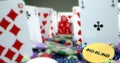 Game Gambling Red Dices and Poker Cards Royalty Free Stock Photo