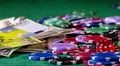 Game Gambling Tools Money Poker Chips and Money Royalty Free Stock Photo