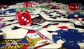 Game Gambling Tools Money Poker Chips and Poker Cards Royalty Free Stock Photo