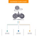 Game, gaming, internet, multiplayer, online Business Flow Chart Design with 3 Steps. Glyph Icon For Presentation Background Royalty Free Stock Photo