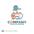 Game, gaming, internet, multiplayer, online Logo Design. Blue an