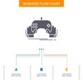 game, gaming, mobile, entertainment, app Business Flow Chart Design with 3 Steps. Glyph Icon For Presentation Background Template Royalty Free Stock Photo