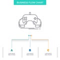 game, gaming, mobile, entertainment, app Business Flow Chart Design with 3 Steps. Line Icon For Presentation Background Template Royalty Free Stock Photo