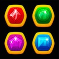 Game gemstones, magic jewels, royal precious gems. Fantasy cartoon GUI trophy, isolated set