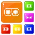 Game glasses icons set vector color