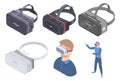 Game goggles icons set, isometric style Royalty Free Stock Photo