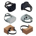 Game goggles icons set, isometric style