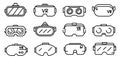 Game goggles icons set, outline style