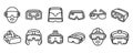 Game goggles icons set, outline style