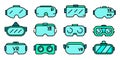 Game goggles icons set vector flat