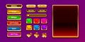 Game Golden frame and button, label set color, event bar button, gold signboard. Vector illustration Royalty Free Stock Photo