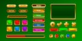 Game Golden frame and button, label set color, event bar button, gold signboard. Vector illustration Royalty Free Stock Photo