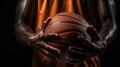 Game in Hand: Close-Up of a Man Holding a Basketball