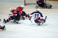 Game in ice sledge hockey Royalty Free Stock Photo