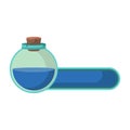 Game icon of bottle with poison or elixir and status indicator. GUI bar element for game design and magical liquid in glass bottle Royalty Free Stock Photo