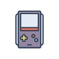 Color illustration icon for Game, console and video