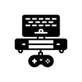 Black solid icon for Game, control and console Royalty Free Stock Photo