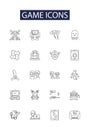 Game icons line vector icons and signs. Icons, Gaming, Graphics, Symbols, Designs, Pictograms, Cartoon,Virtual outline