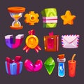 Game icons with money, gold star, dynamite, magnet