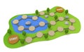 A game inspired by nature. Play the Sugoroku game. Pond, trees and lawn