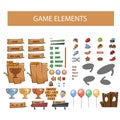 Game interface elements, buttons, icons