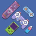 Game joystick and controller set.. Control console for video game.Vector illustration Royalty Free Stock Photo