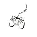 A game joystick, drawn in a doodle style. Vector graphics.