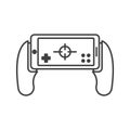 Game joystick icon for mobile phone. Creative game console for mobile games. Linear vector isolated on white background.