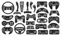 Game of joystick isolated Black set icon. Vector illustration video console on white background .Black set icon game of