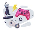 Game Joystick Set, Gamepads Controller Consoles Vector Illustration Royalty Free Stock Photo