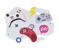 Game Joysticks, Modern And Retro Gamepads Controllers, Video Game Players Consoles Set Vector Illustration on White