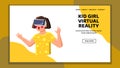 game kid girl virtual reality vector