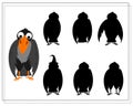 Game for kids find the right crow shadow, Halloween. vector isolated on white background Royalty Free Stock Photo