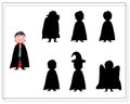 Game for kids find the right shadow of Dracula the vampire, Halloween. vector isolated on a white background Royalty Free Stock Photo