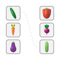 Game for kids. Match pair. Match colors of vegetables