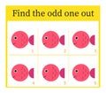 Game for kids. Task for development of attention and logic. Vector illustration of cartoon fish