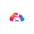 Game and leaf cloud shape concept logo design