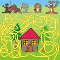 Baby animals - maze, labyrinth, game, leiure activity, vector illustration