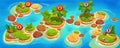 Game level map with tropical islands in sea