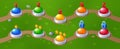 Game level progress indicator on green lawn