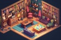 Game Library: Create a set of images that showcase a fun, eclectic game library. Generative AI