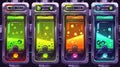 Game loading progress bars modern set, cartoon interface gui design elements. Status and resource scales of power with