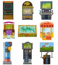 Game machine arcade gambling games hunting fishing boxing and dancing where gamesome gambler or gamer play in gaming Royalty Free Stock Photo