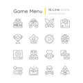 Game menu linear icons set